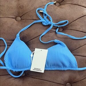 Monday Swimwear Dream Blue Ribbed Bikini Palma Top